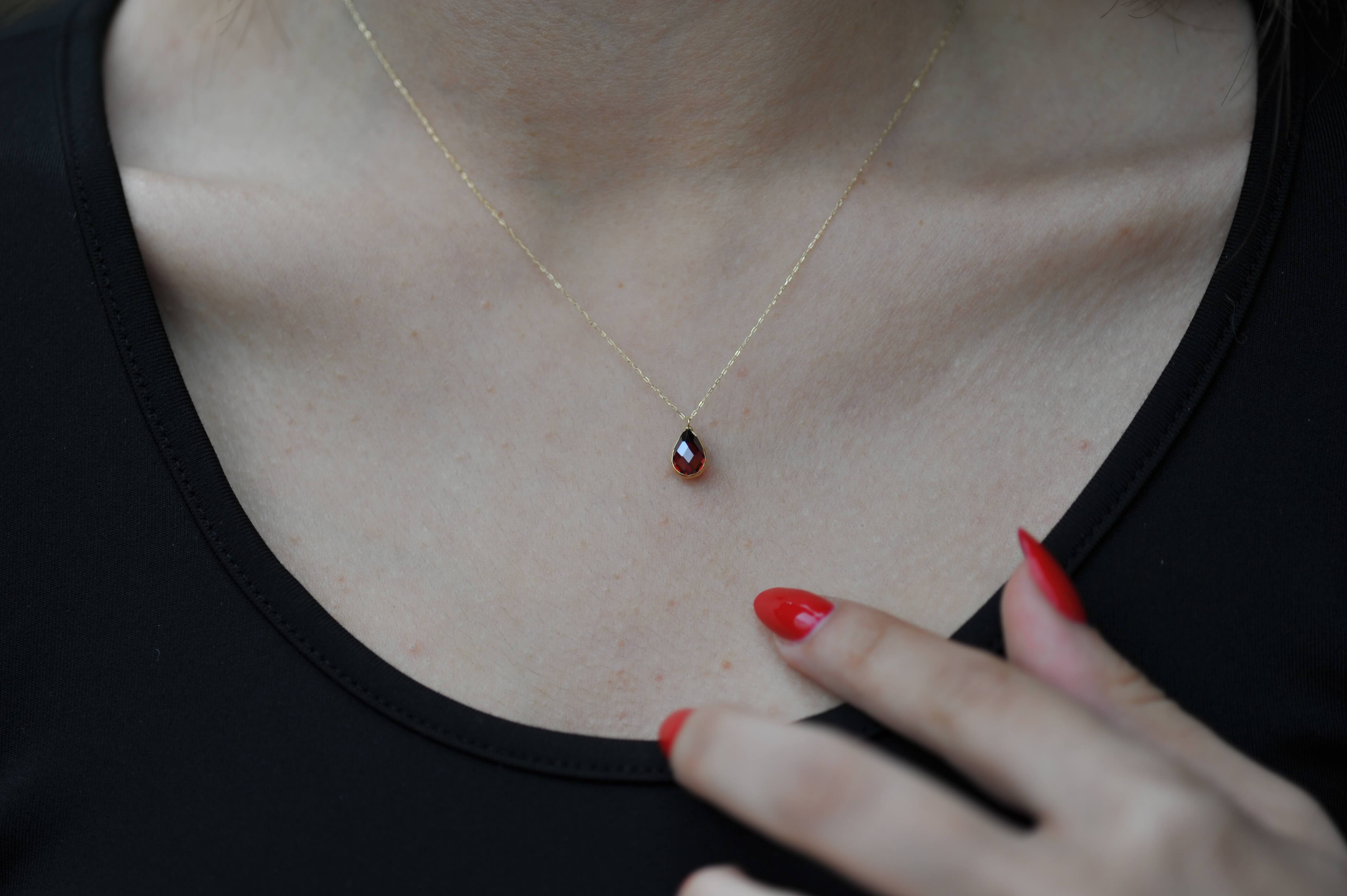 14K Real Gold Emerald Necklace